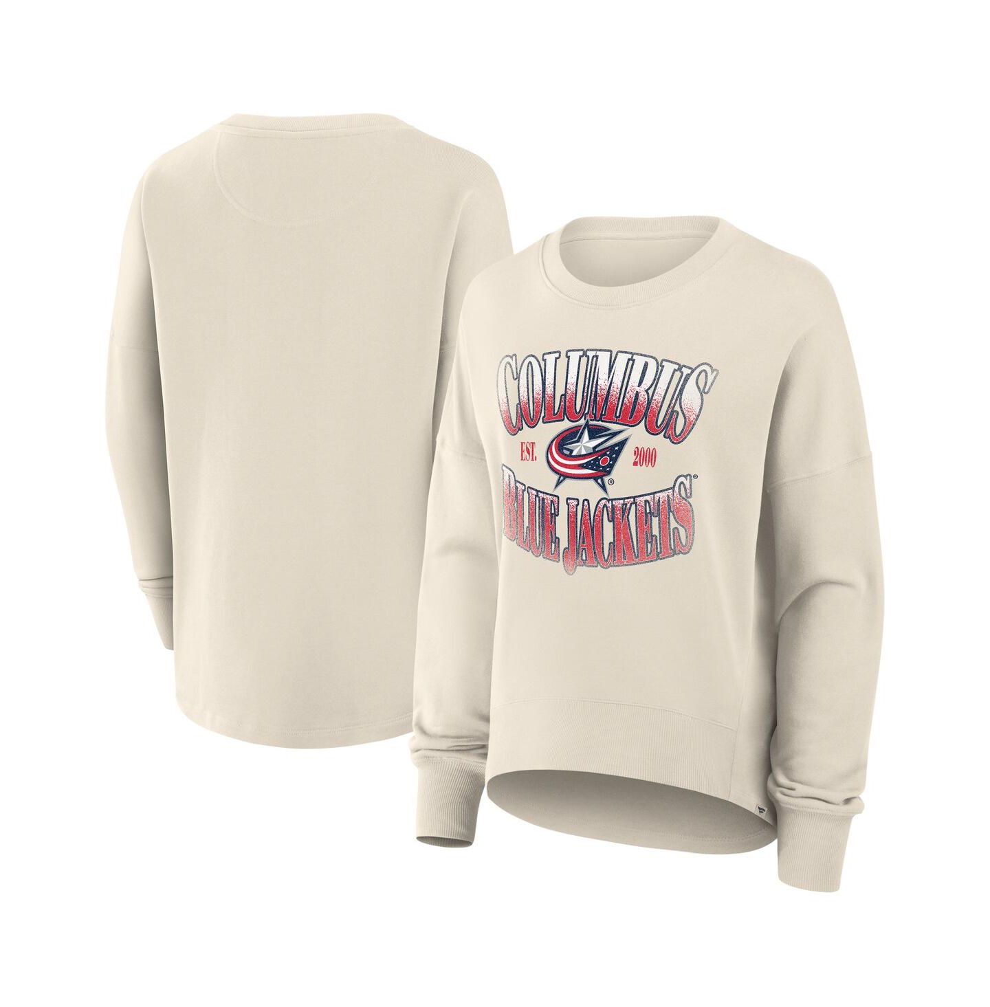 Женские толстовки Fanatics Cream Columbus Blue Jackets Oversized Slice Pullover — фото 1