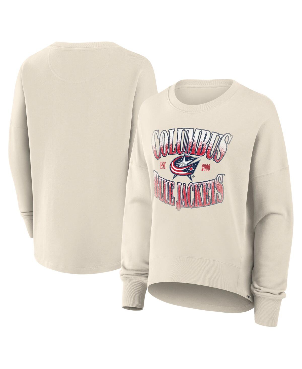 Fanatics Women's Cream Columbus Blue Jackets Oversized Slice Pullover Sweatshirt