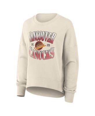 Women's Cream Vancouver Canucks Oversized Vintage Slice Pullover Sweatshirt