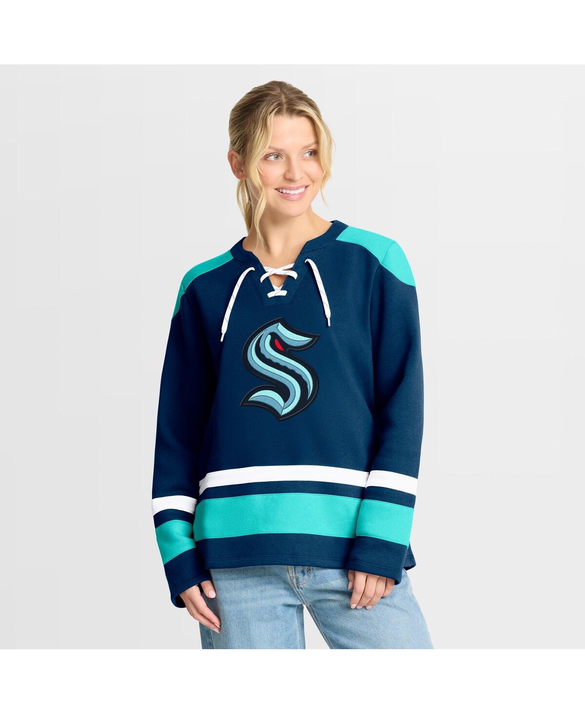 Fanatics Women's Deep Sea Blue Seattle Kraken Icing Long Sleeve Lace Up Sweatshirt In Blue