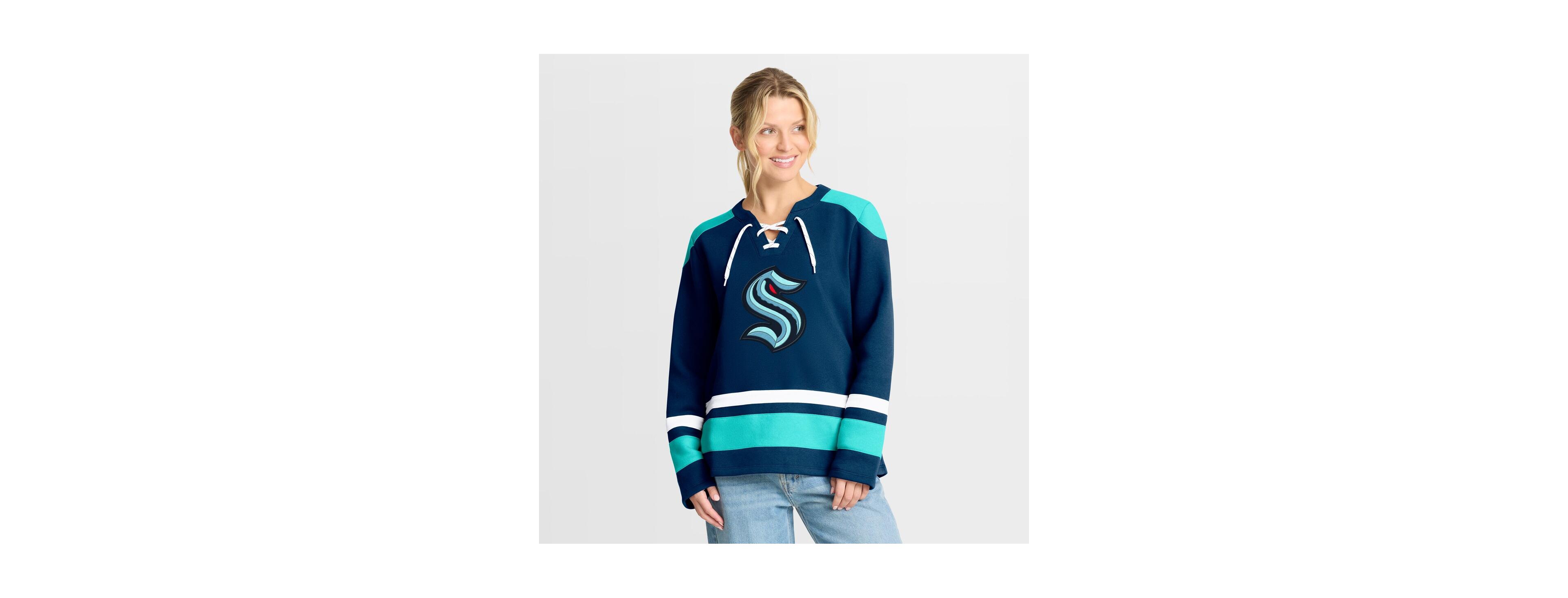 Fanatics Women's Deep Sea Blue Seattle Kraken Icing Long Sleeve Lace Up Sweatshirt
