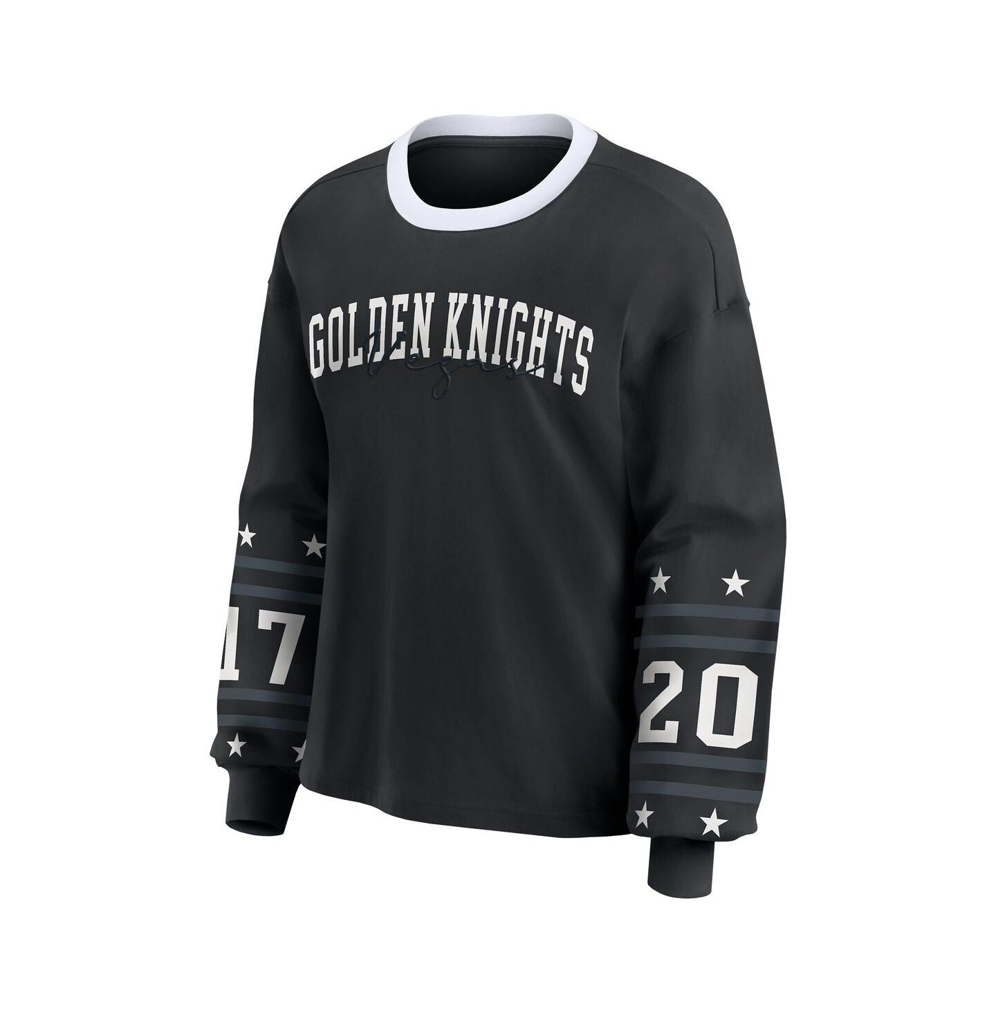 Женская футболка WEAR by Erin Andrews Black Vegas Golden Knights Long-Sleeve Sport — фото 2