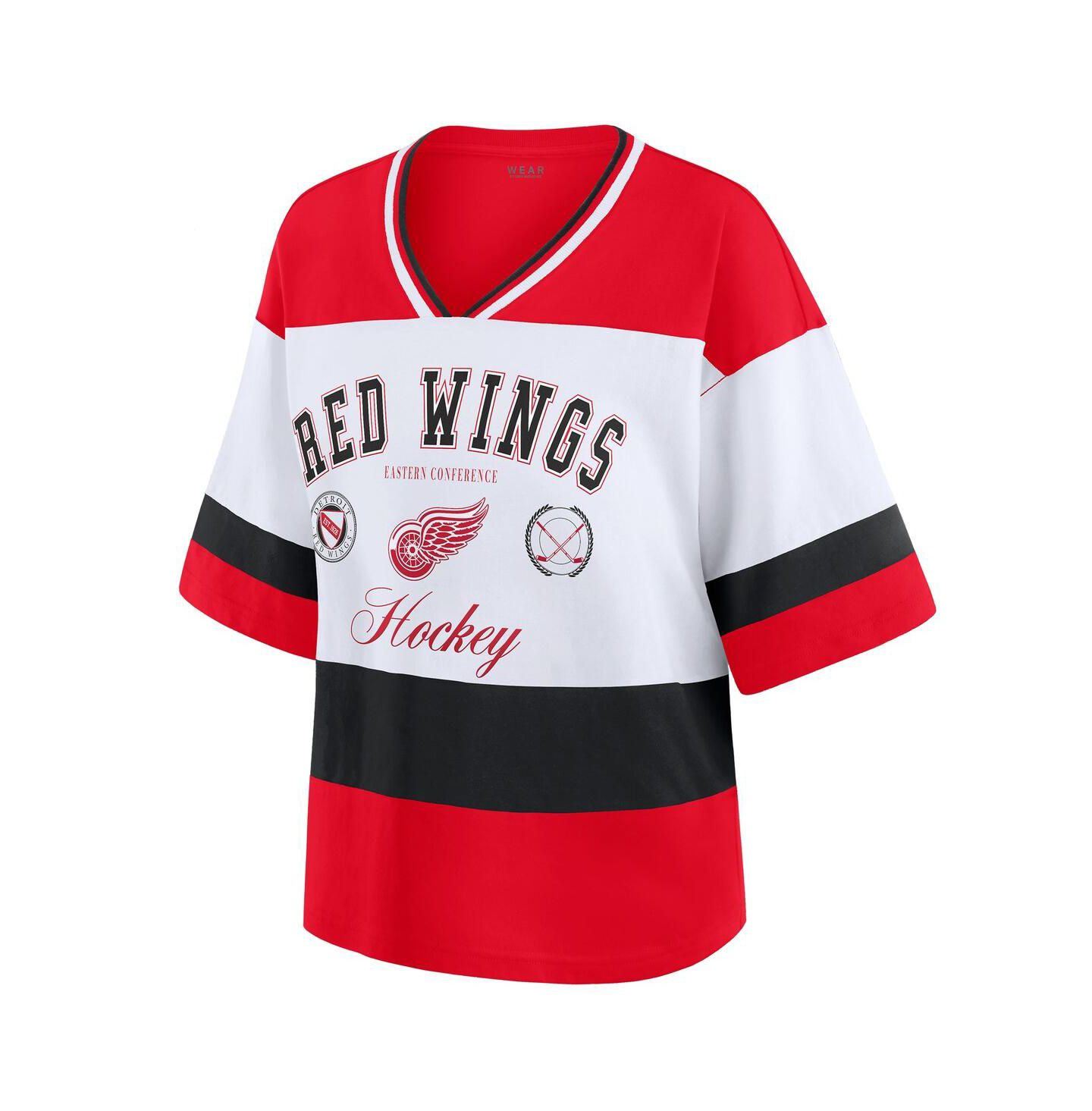 Женская футболка WEAR by Erin Andrews Red/White Detroit Red Wings Jersey Style — фото 2