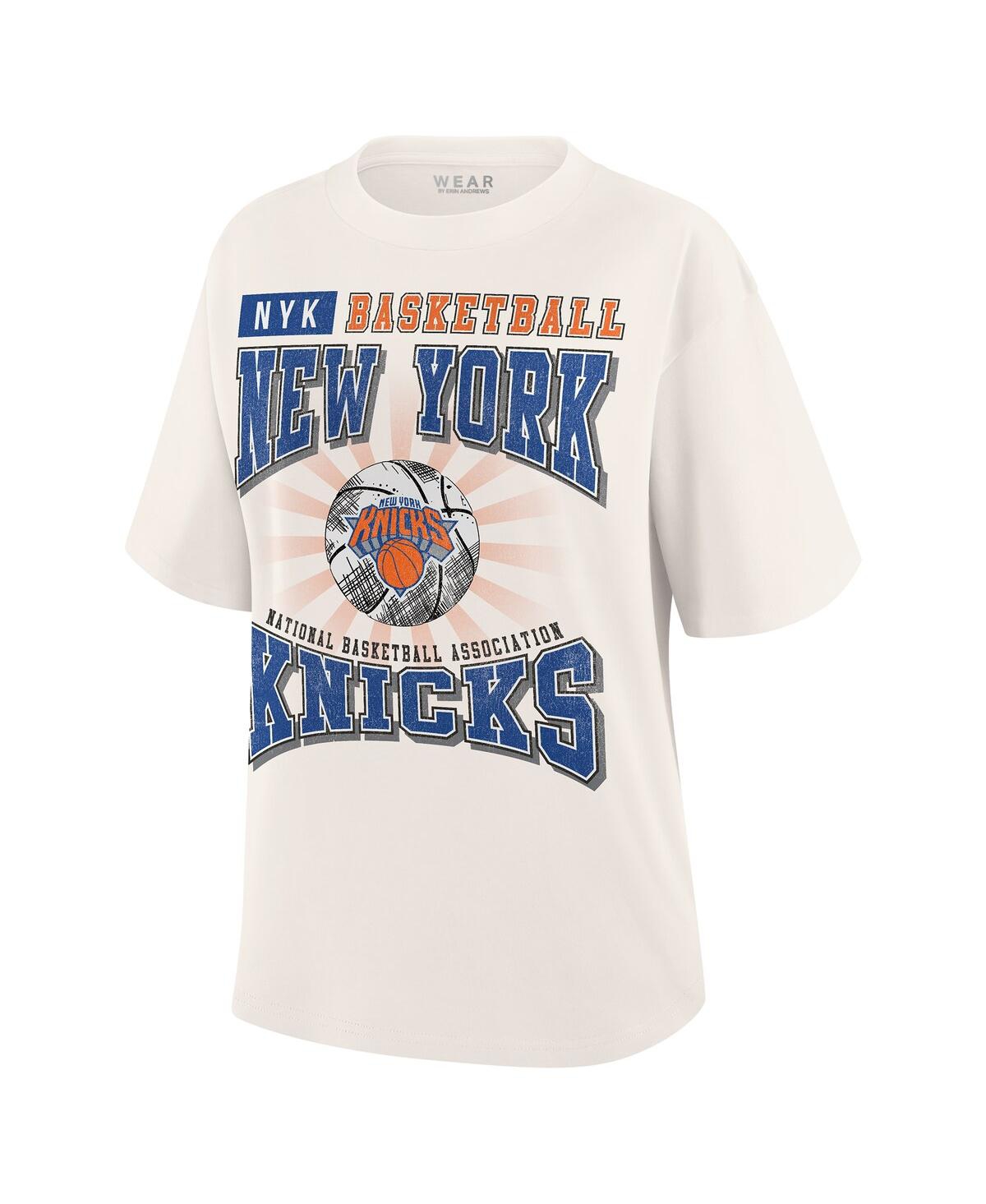 Wear By Erin Andrews Women's Cream New York Knicks Ball Boyfriend T-shirt In White