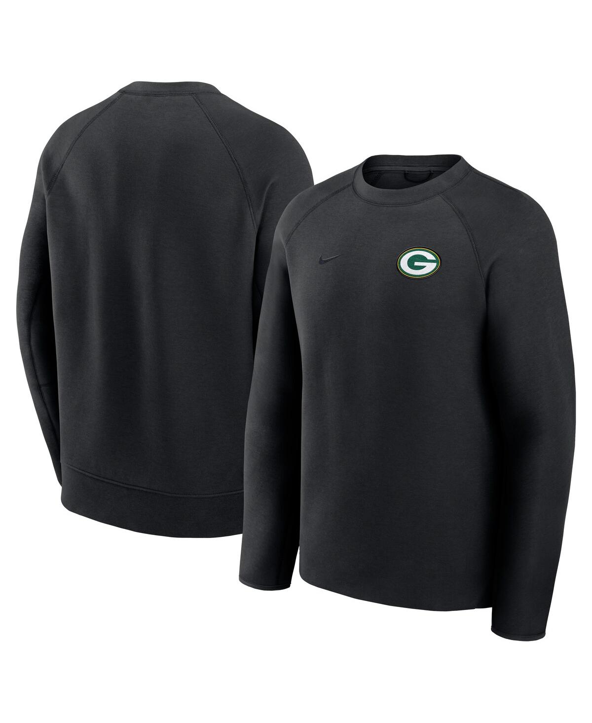 Nike Men's Black Green Bay Packers Tech Fleece Raglan Sweatshirt