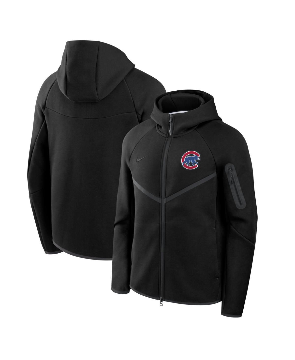 Мужская черная куртка с капюшоном Chicago Cubs Tech Fleece Windrunner на молнии