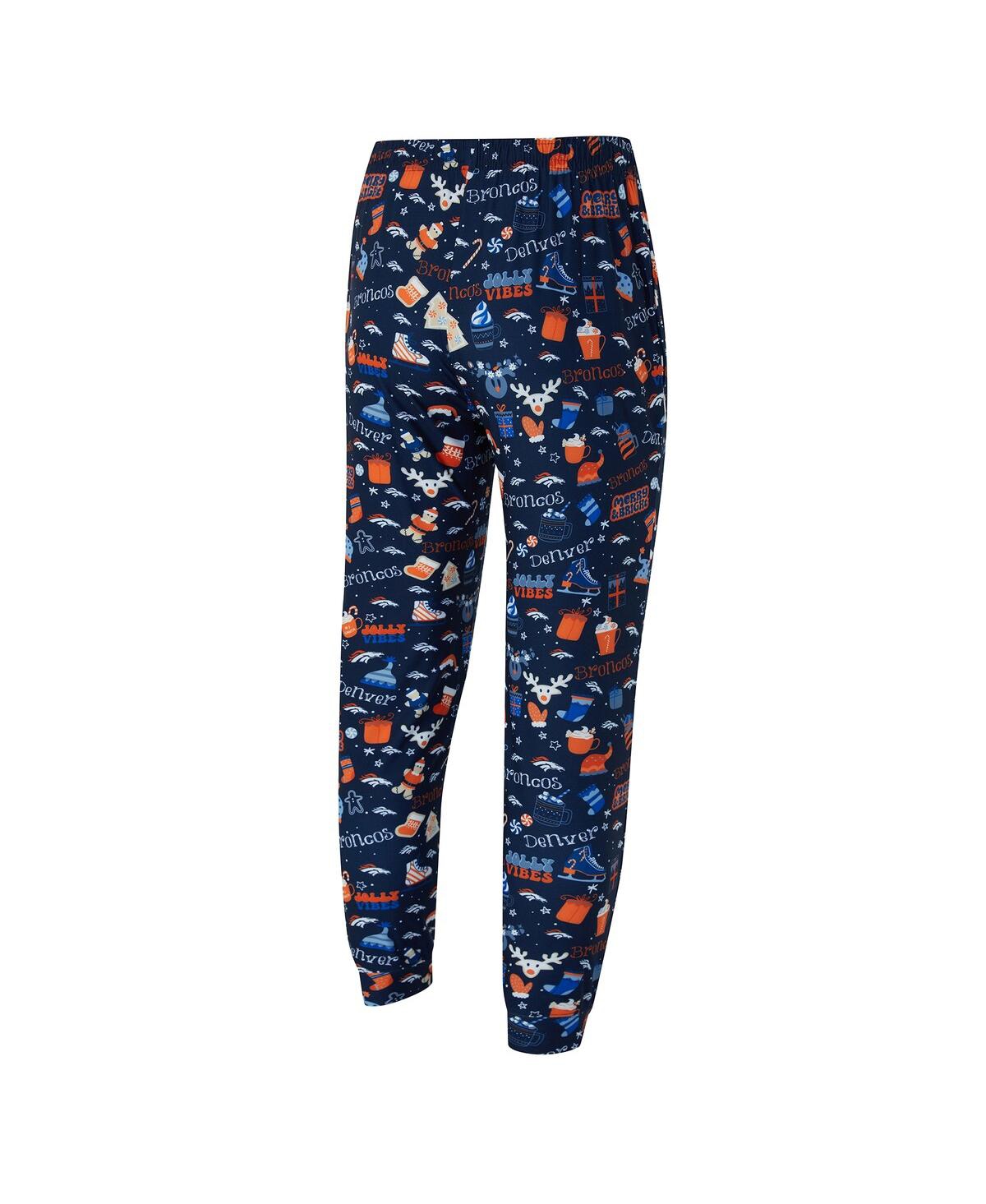 Concepts Sport Men's 2-Piece Navy Denver Broncos Chestnut Long Sleeve Top and Pants Set