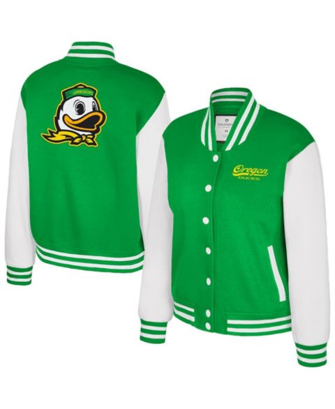 Женские куртки Colosseum Women's Green Oregon Ducks French Baguette Full Snap Fleece Jacket
