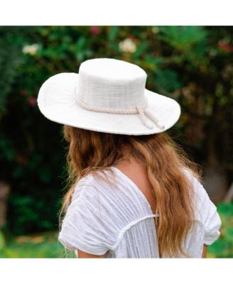 BrunnaCo Loretta Linen Jute Hat in Off White
