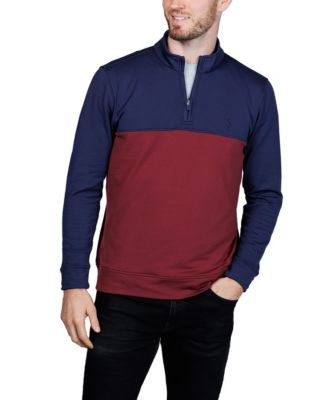 Men's Color Blocked Textured Performance Quarter Zip