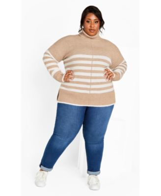 Women's Livvy Roll Neck Stripe Sweater