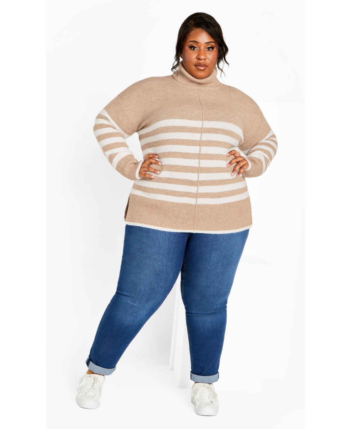 Avenue Women's Livvy Roll Neck Stripe Sweater