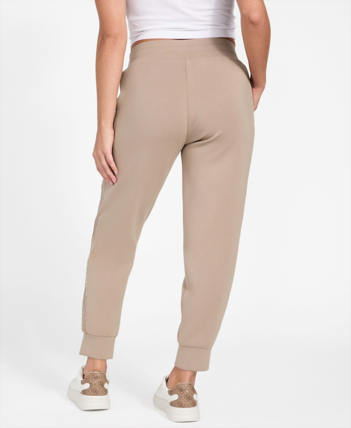 Guess Women's New Victorie Side Lace Detail Embellished Joggers In Neutral