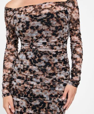 Women's Calista Printed Mesh Off-The-Shoulder Dress