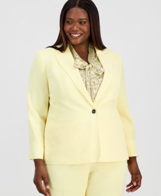 Plus Size Notch Collar One-Button Blazer
