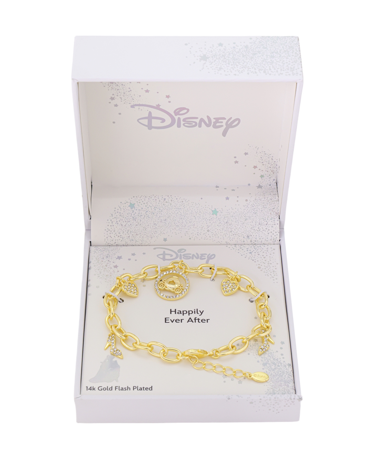 Disney Cinderella Crystal Chain Link Bracelet In Gold