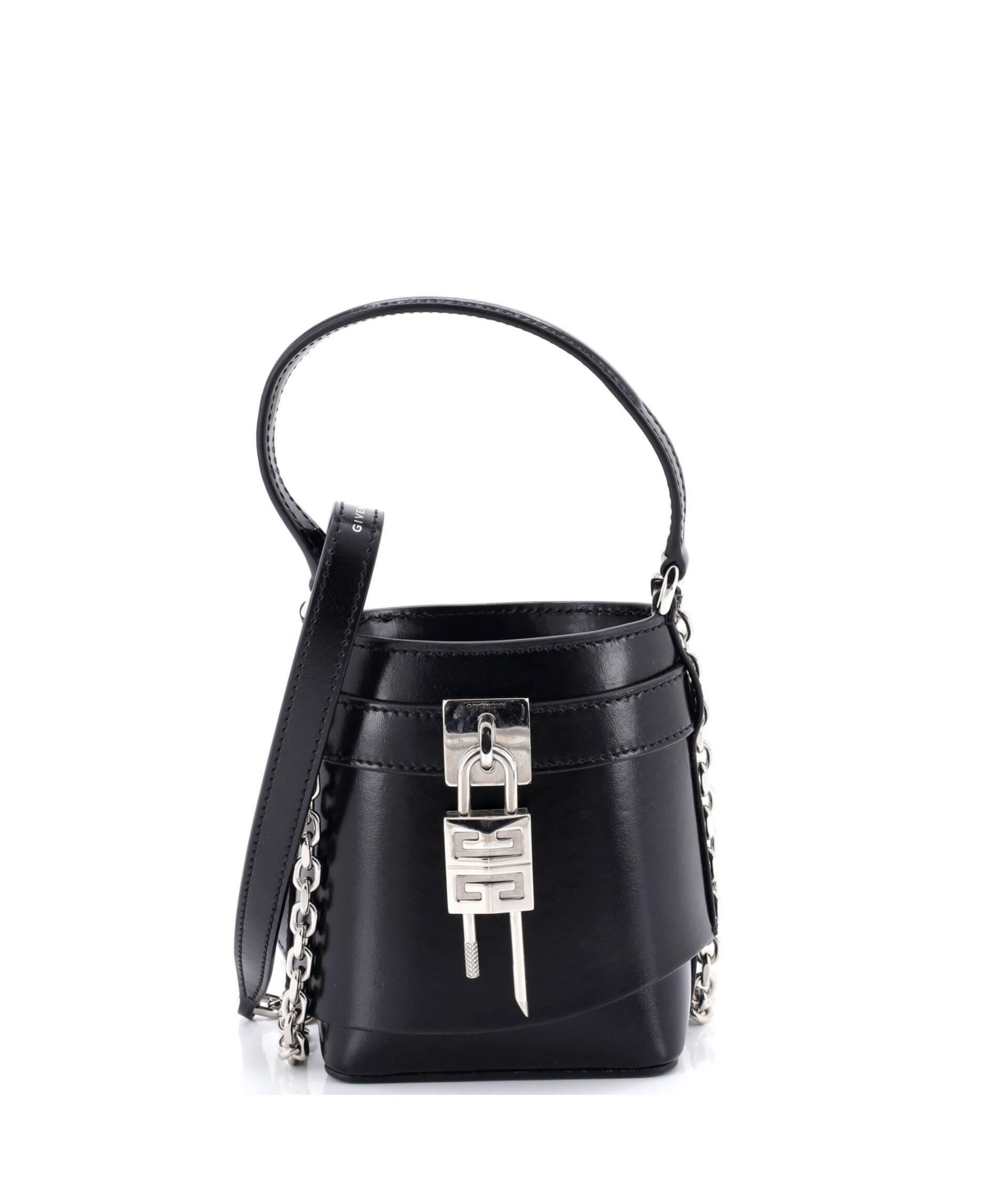 Pre-Owned Givenchy Micro Gv Shark Lock Bucket Bag Leather