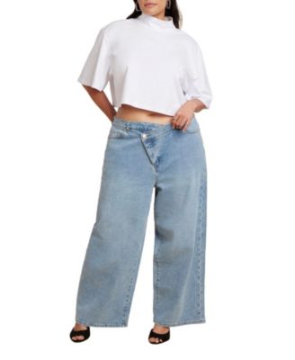 Women's Overlap Waist Wide Leg Jeans