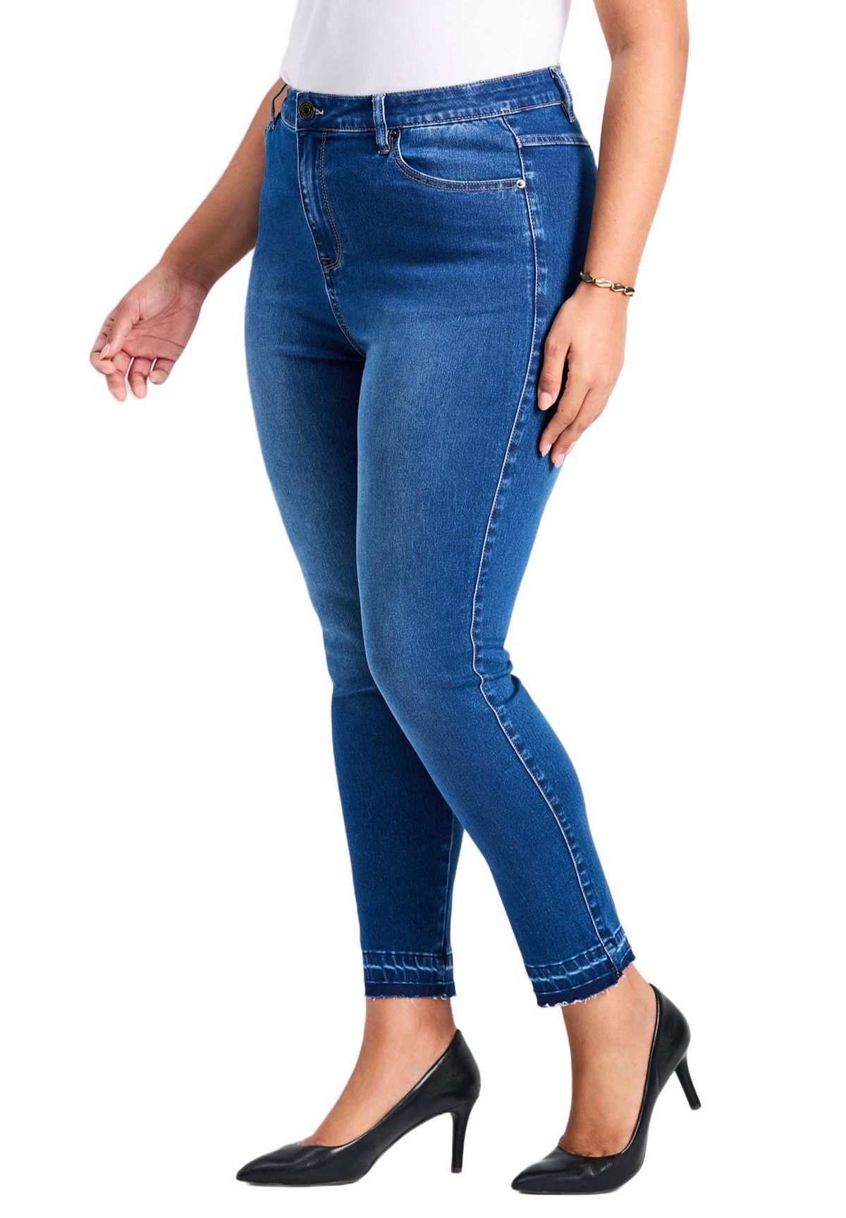 Avenue Women's Plus Size Butter Skinny Frayed Hem Jean view 3 — MAYCSS fashion products