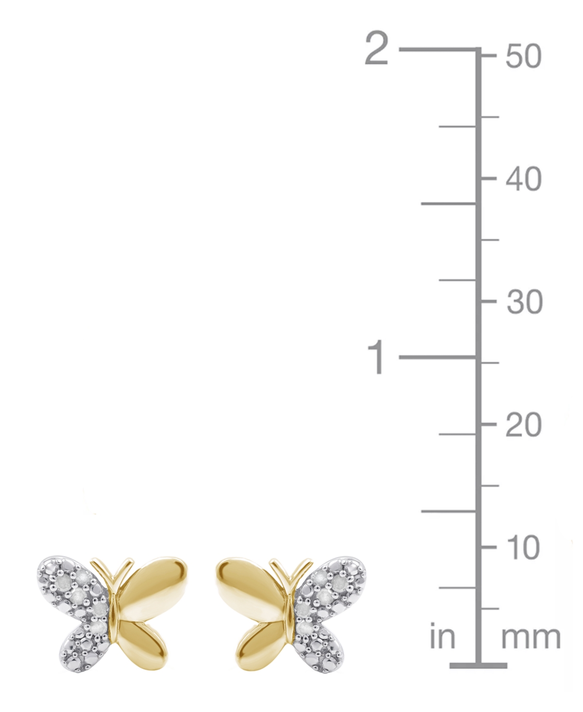 Macy's Diamond Butterfly Earrings (1/10 Ct. T.w.) In Sterling Silver (also In 14k Gold-plated Sterling Silv In Gold