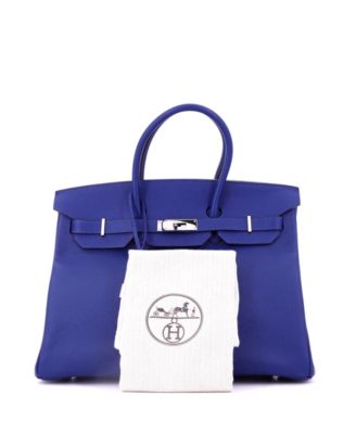 Birkin 35 Handbag Blue Epsom with Palladium Hardware