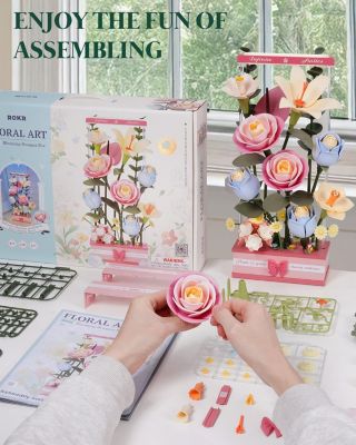 3D Puzzles Floral Art Series, Single Flower DIY Craft Flower Puzzle, Home Decorative Ornaments for Holiday Gifts, Purple, 2.8"3.5"13.6"