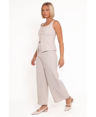 Women's Greta Tailored Pant Set - White Brown Marl