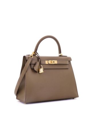 Kelly 28 Handbag Brown Madame with Gold Hardware