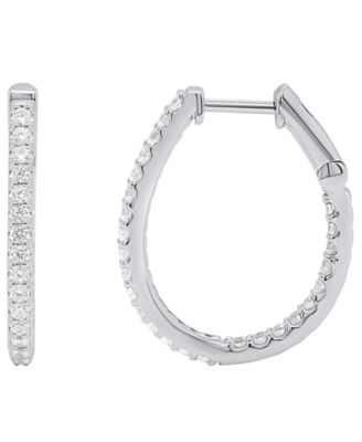 Forever Grown Diamonds - Diamond Hoop Earrings (1 ct. t.w.) in 14k Gold Plated Sterling Silver White Rhodium