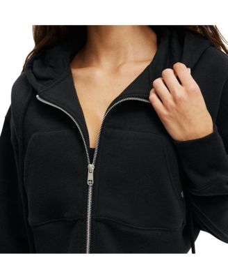 Women's Active Plush Boxy Cropped Zip Through