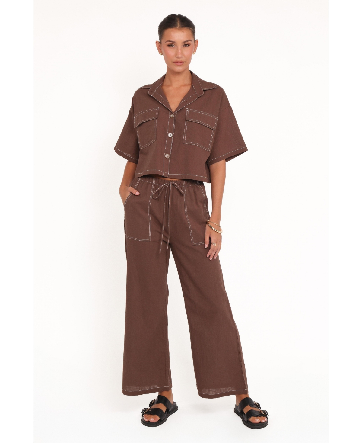 Petal and Pup Women's Jill Pant Set - Chocolate