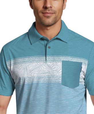 Men's Engineered Textured Color-Block Short-Sleeve Golf Polo Shirt