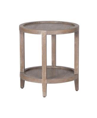 Lowell Solid White Oak Wood End Table, Brown