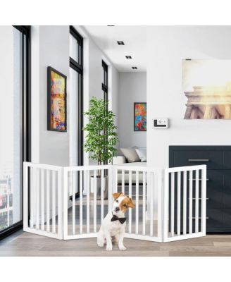 Pet Adobe 4-Panel Indoor Foldable Pet Gate, White