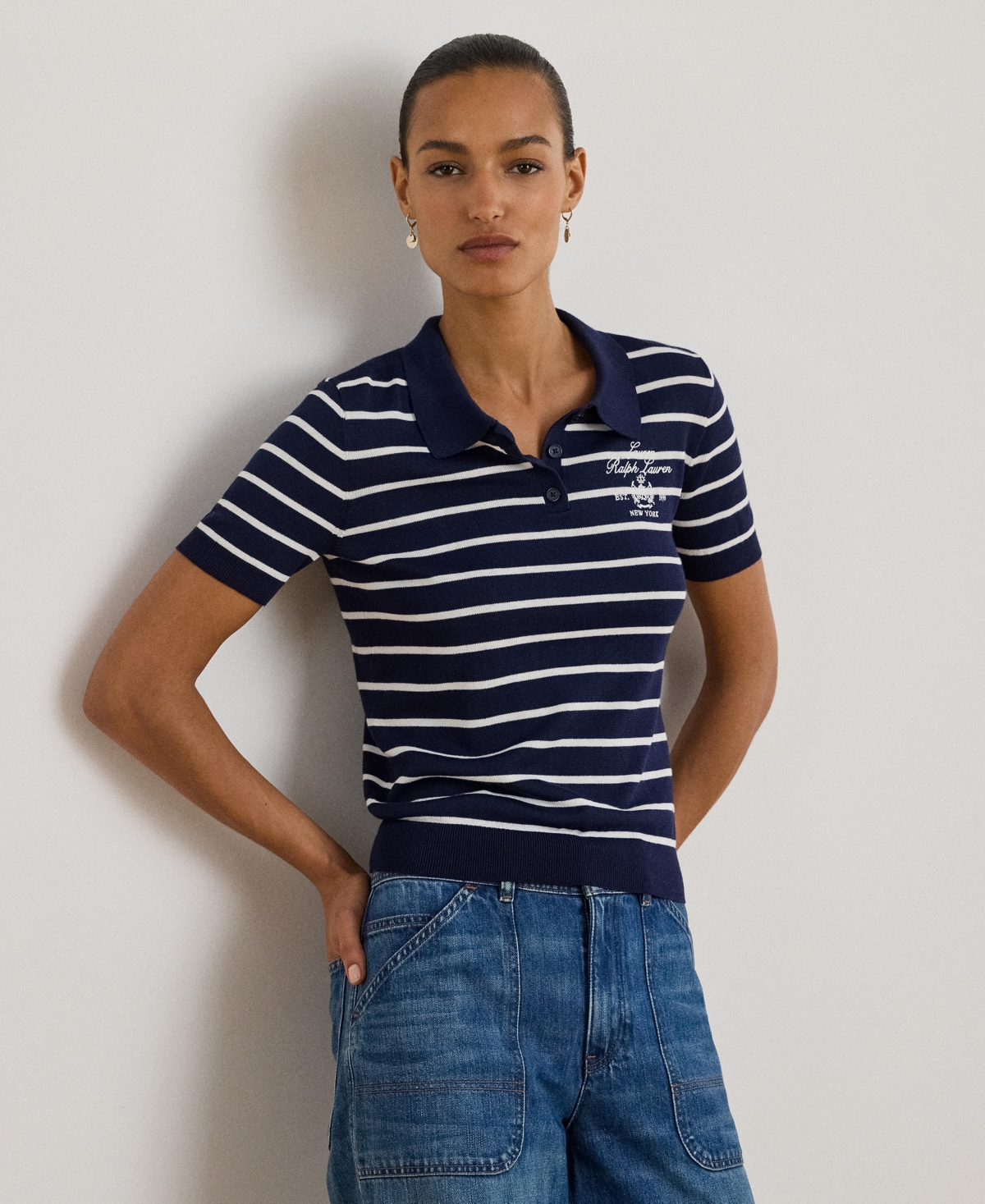 Ralph Lauren Women's Striped Slim-fit Polo Sweater