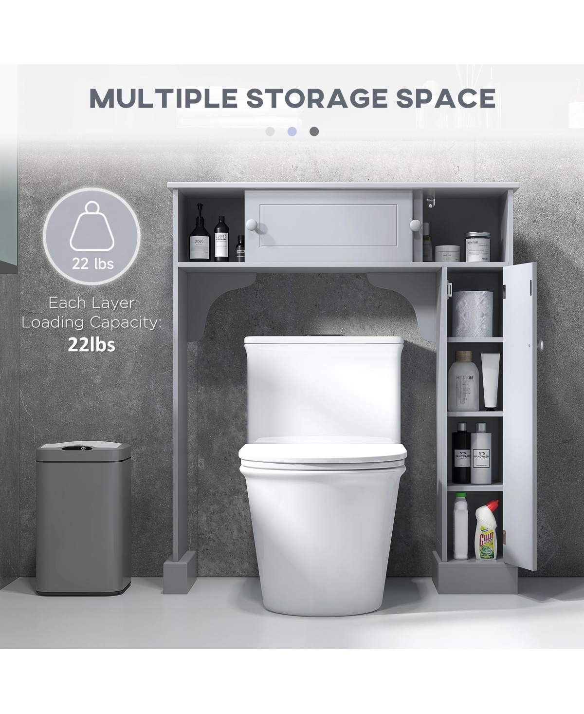 Airsurfer Bathroom Storage Cabinet with Adjustable Shelves Freestanding Rack for Bathroom Storage and Organization