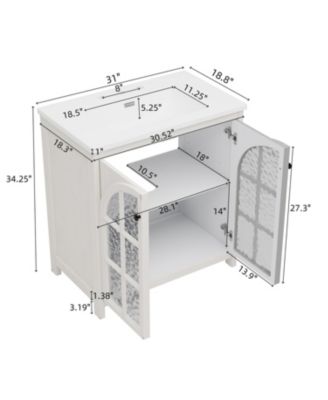 31 Inch Bathroom Vanity with Ceramic Sink Faux Aged Finish Vintage Rustic Bathroom Cabinet with Bronze Pulls and 2 Soft Closing Doors