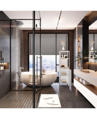 52 Inch Tall White Linen Tower Bamboo Storage Cabinet Freestanding Storage Cabinet for Bathroom Bedroom and Living Room