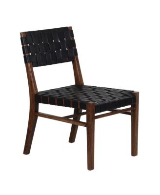 Kier Genuine Leather Basket-Woven Dining Chair, Brown (Set of 2)