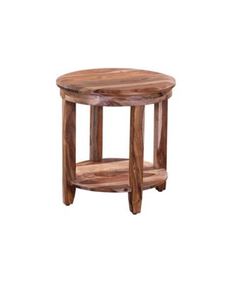 Sonora Solid Sheesham Wood Round End Table, Brown