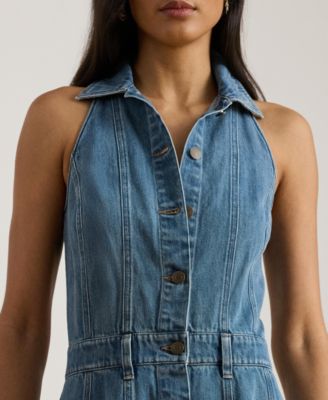 Women's Paneled Sleeveless Shirtdress