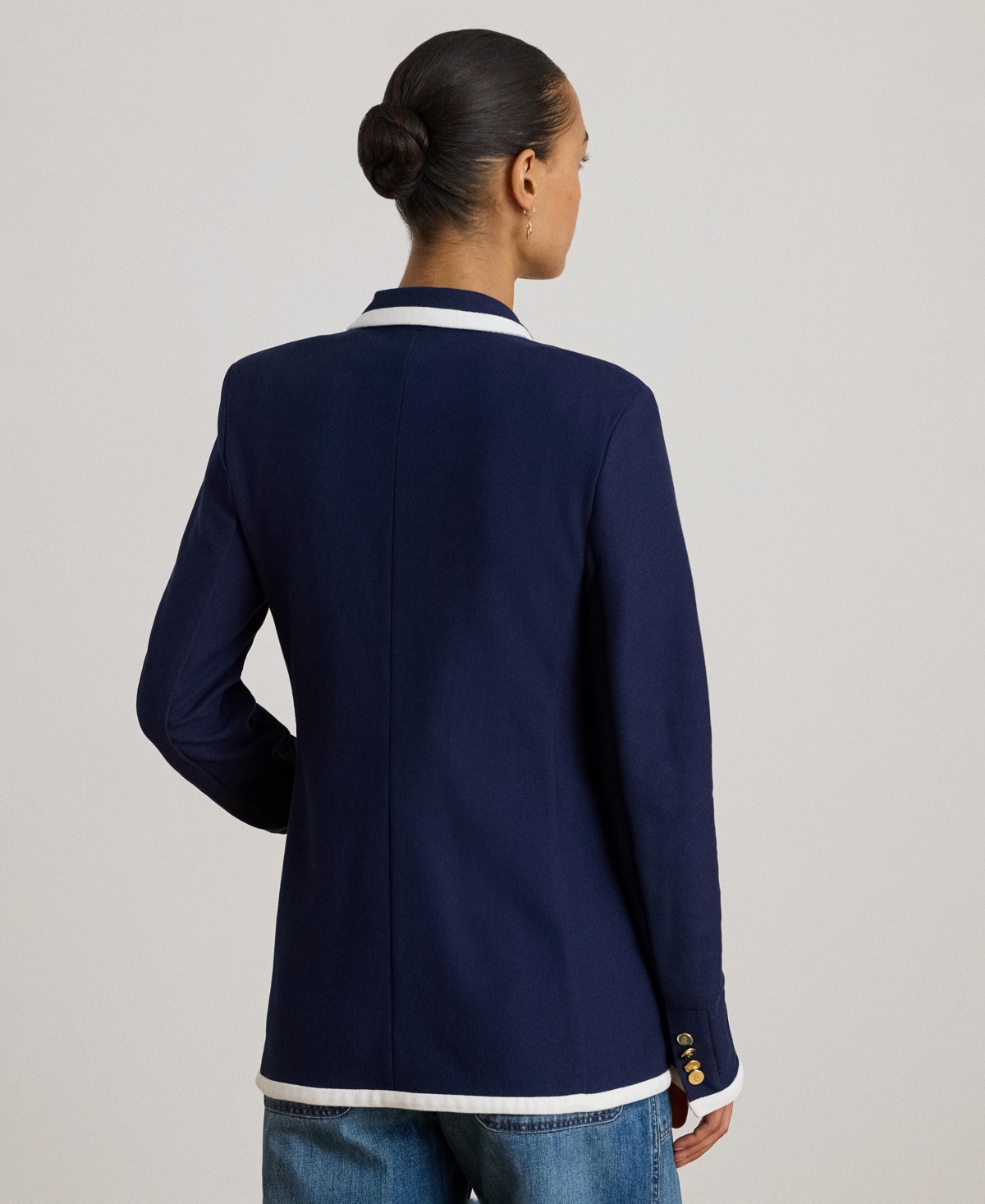 Lauren Ralph Women's Two-Tone Double-Breasted Pique Blazer