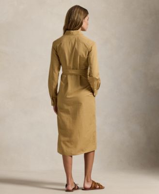 Women's Long-Sleeve Belted Shirtdress