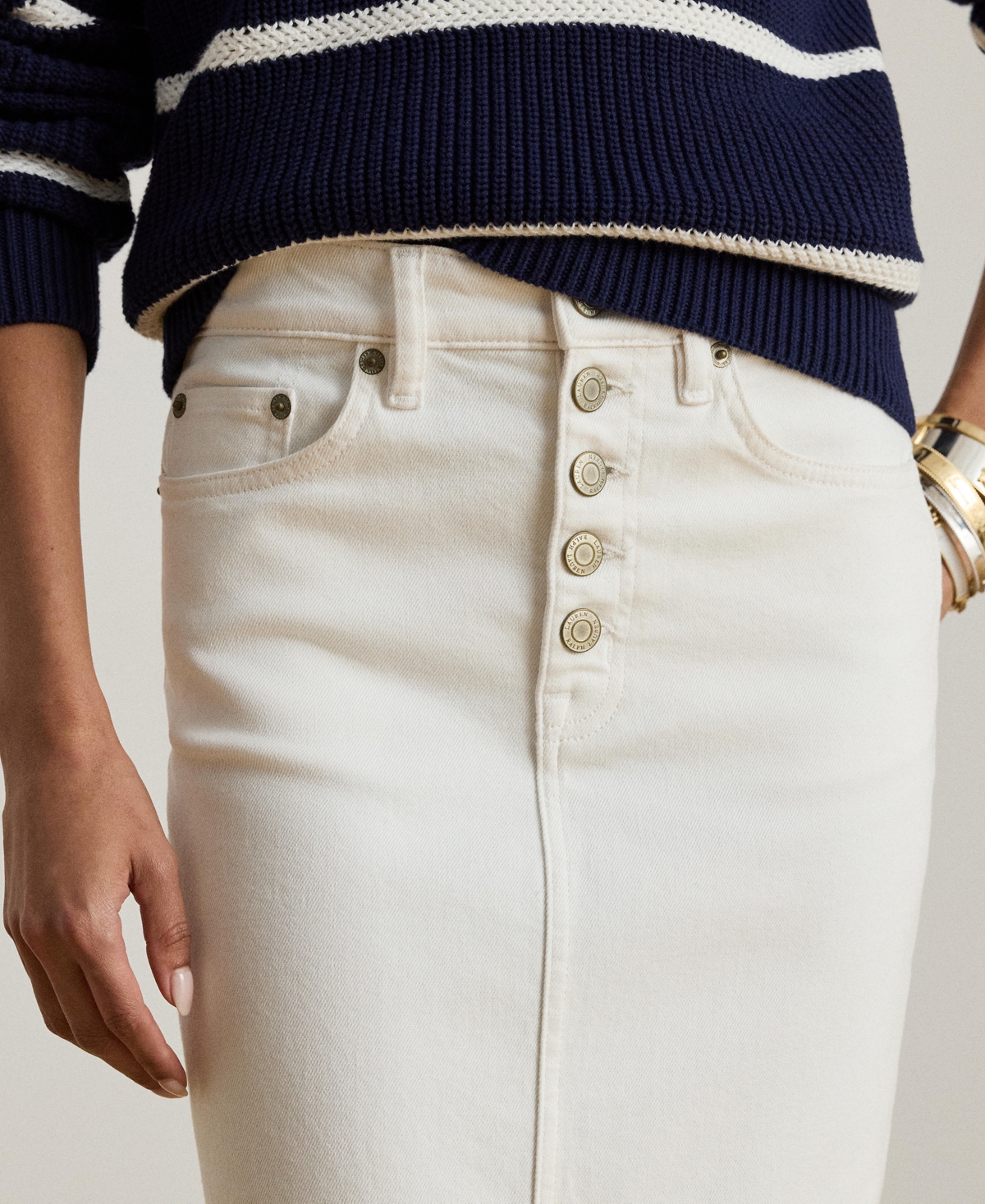 Ralph Lauren Women's Denim Midi Skirt In White