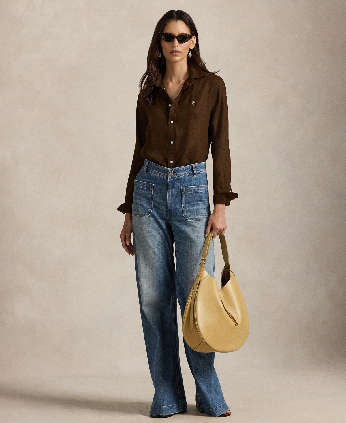 Polo Ralph Lauren Stretch Slim-fit Velvet Shirt In Brown