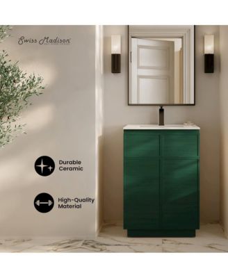 St. Tropez 24" Freestanding Bathroom Vanity in Green Oak with Sink Top