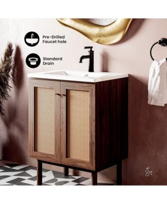 Classe 24" Freestanding Bathroom Vanity in Brown Oak with Sink Top