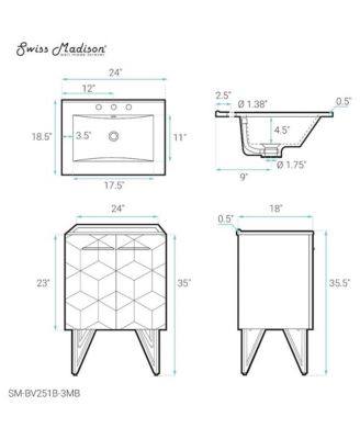24 in. MDF Annecy Phantom 3-Hole Ceramic Sink Top Bathroom Vanity