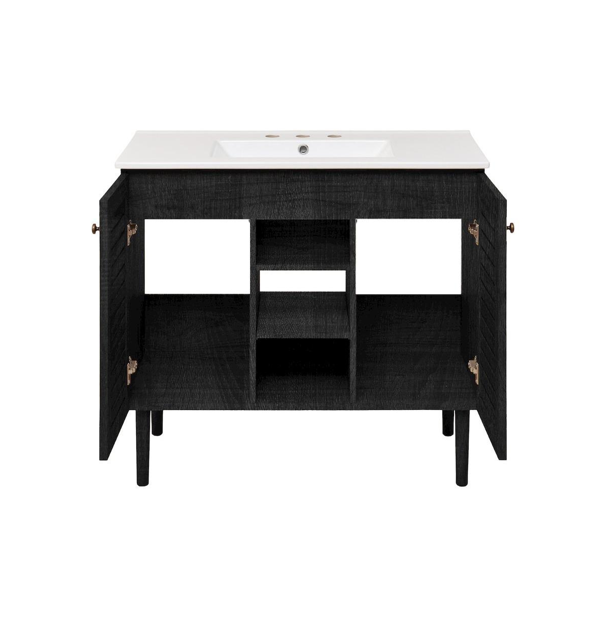 Swiss Madison 36" Freestanding Bathroom Vanity in Oak with 3-Hole Widespread Sink Top