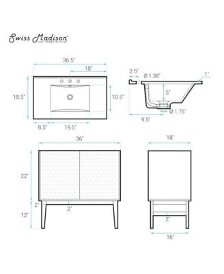 36" Freestanding Bathroom Vanity in Black Oak with 3-Hole Widespread Sink Top
